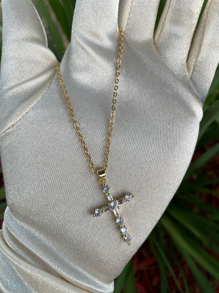 Gold Filled Diamond Cross Necklace